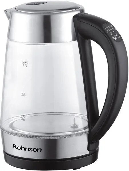 Fierbător electric Rohnson - R-7670, 2200W, 1.7 l, argintiu/negru