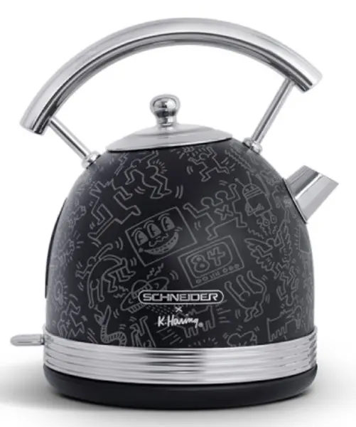 Fierbător electric Schneider - Keith Haring, 2200 W, 1.7 l, negru