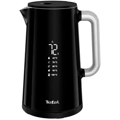 Fierbator TEFAL Smart'n Light KO851830, 1800W, ecran digital, capacitate 1.7L, 5 trepte temperatura, baza rotativa, interior inox, negru