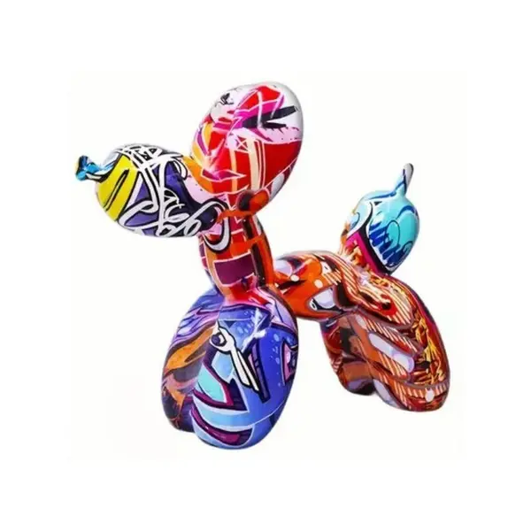Figurina Caine, Zamo®, Model Pudel Balon, din Rasina Pictata Manual, Multicolora, 22 x 8.5 x 18 cm