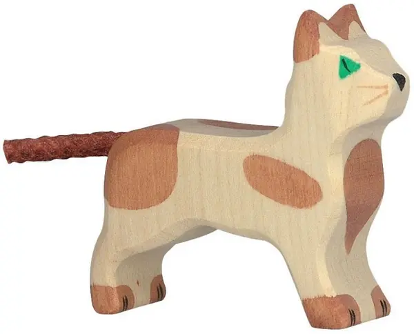 Figurina din lemn Holztiger - Pisica mica in picioare
