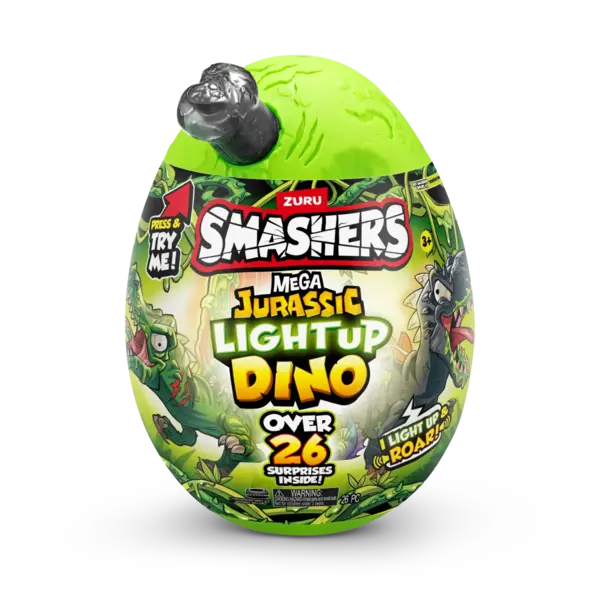 Figurina dinozaur in ou, Smashers, Mega Dino Jurassic Light-Up, Gri, S1