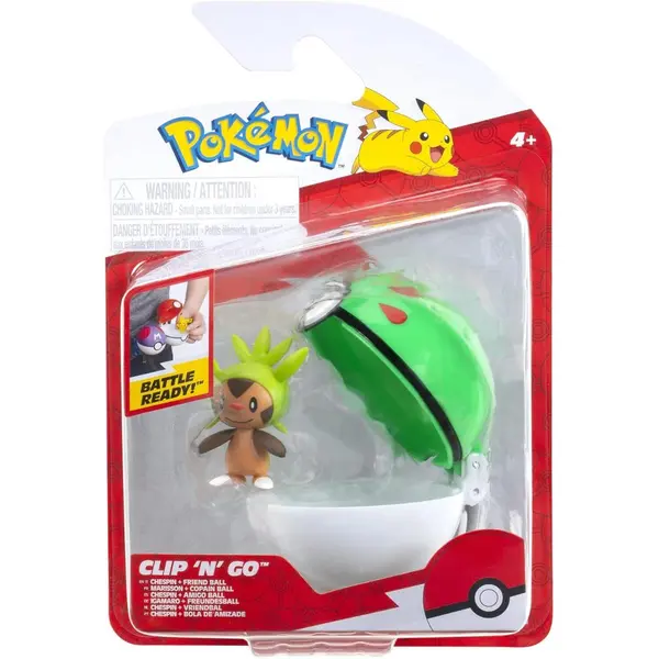 Figurina in bila Clip N Go Pokemon S2, Chespin si Friend Ball