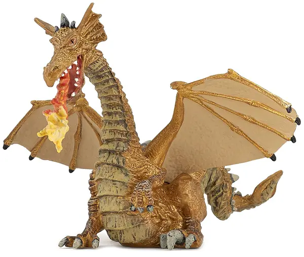 Figurina Papo The Enchanted World – Dragon care sufla foc, auriu