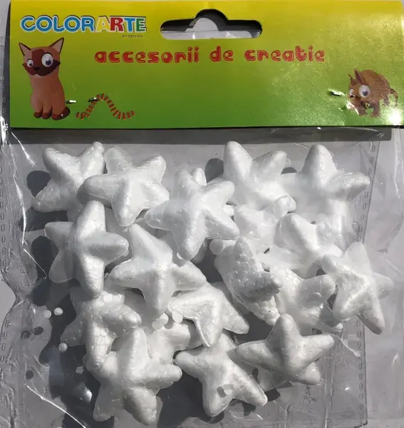 Figurina steluta pentru activitati crafts,polistiren,3cm,16 bucati set