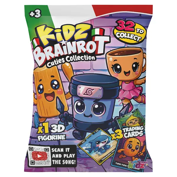 Figurina surpriza si 3 carduri de colectie, Kidz Brainrot, Cuties Collection