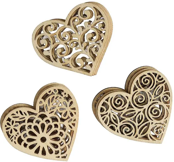 Figurine din lemn Galeria Papieru - Hearts, 9 bucăți