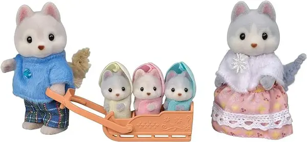 Figurine Sylvanian Families - Familia Catelusilor Husky
