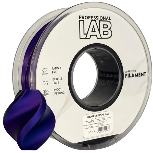 Filament Profesional LAB, Silk, PLA, Tricolor Albastru Violet Negru, Diametru: 1.75 mm , Greutate 1 kg