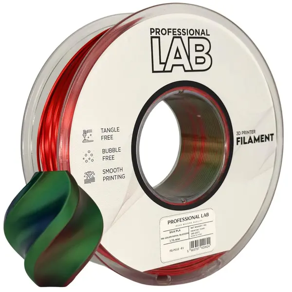 Filament Profesional LAB, Silk, PLA, Tricolor Royal Blossom, Diametru: 1.75 mm , Greutate 1 kg, Profesional LAB