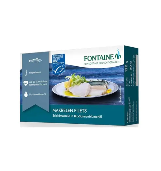 File de macrou in ulei bio de floarea-soarelui - 125 g