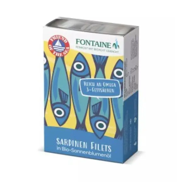 File de sardine fara oase cu piele in ulei bio de floarea-soarelui - 120 g