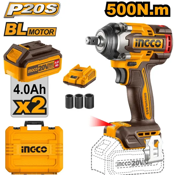 Filetanta 20V BL 1/2 500nm cu 2 x 4.0Ah INGCO CIWLI2050