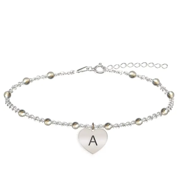 Filiz - Bratara personalizata tip salba pentru picior cu inimioara din argint 925