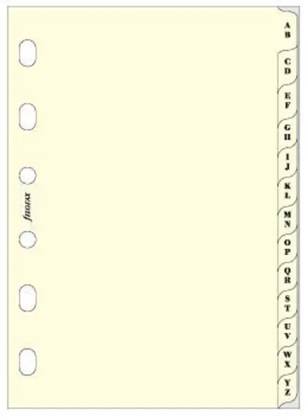 Filofax Organizer Filler - Buzunar, indexuri A-Z