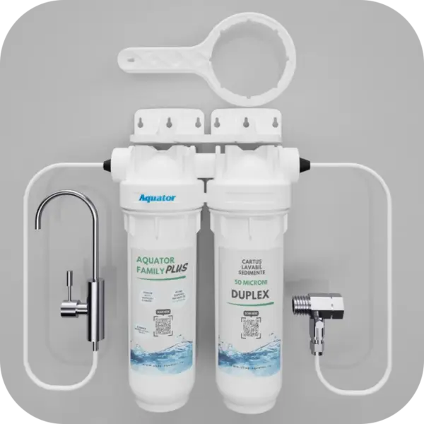 Filtru de apa Aquator Family Duplex Plus, 5000-8000 litri, sistem complet cu rezerva inclusa