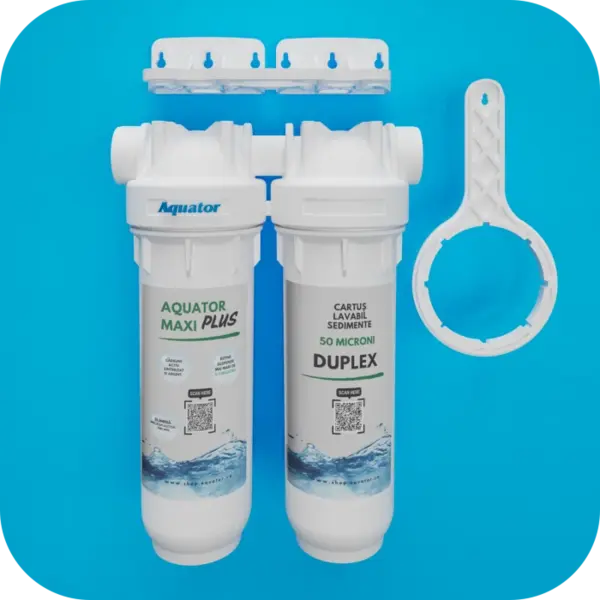 Filtru de apa Aquator Maxi Duplex Plus, 5000-8000 litri, sistem complet cu rezerva inclusa