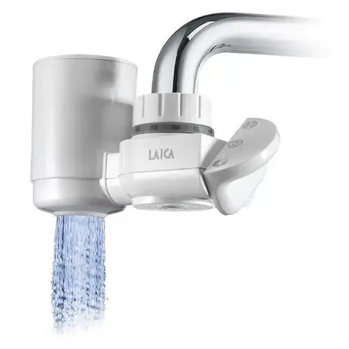 Filtru de apa cu fixare pe robinet Laica HydroSmart R60 Metal Stop, 3 functii, filtru 1200L (Alb)