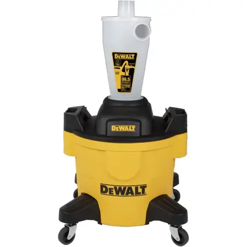 Filtru separator de praf pentru aspiratoare DeWalt DXVCS002, rezervor plastic de 23 L, functie ciclonica, diametru furtun 48 mm, compatibilitate universala, conectare la furtunuri cu diametru 48 - 64 mm