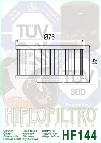 Filtru Ulei HF144 Hiflofiltro Yamaha 1L9-13440-91 1L9-13441-11