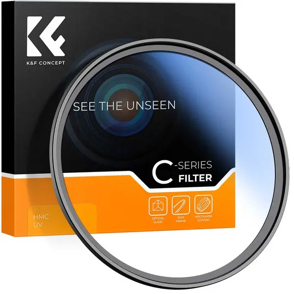 Filtru UV K&F Concept 62MM Classic Series, cu strat albastru HMC, optică japoneză.