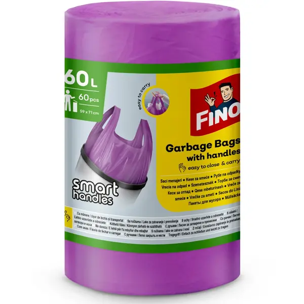 Fino Saci menajeri, cu manere, 60 L, 60 buc