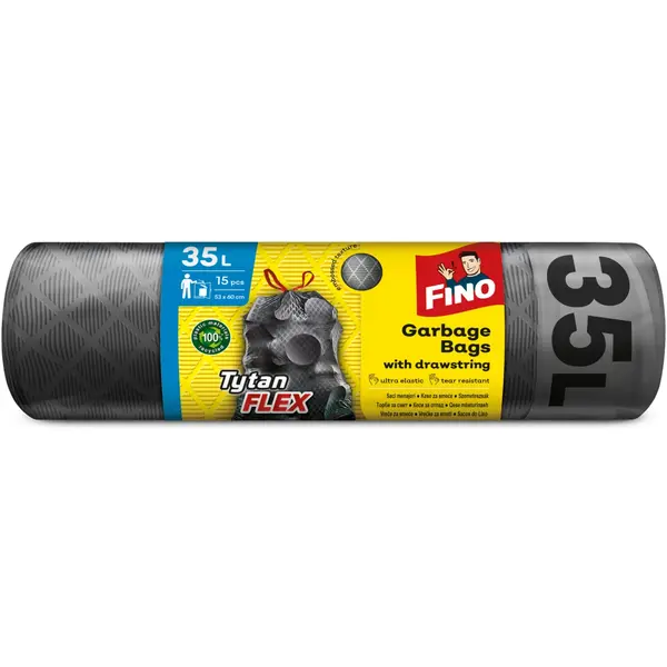 Fino Saci menajeri, cu snur, 35 L, 15 buc, Tytan Flex
