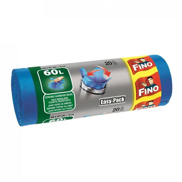 Fino Saci menajeri, cu urechi, 60 L, 20 buc, Easy Pack