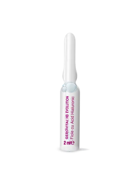 Fiolă Cu 5% Acid Hialuronic Hidratare Profundă, Riduri Estompate și Elasticitate Crescută, Gerovital H3 Evolution, 1 Fiolă X 2 Ml