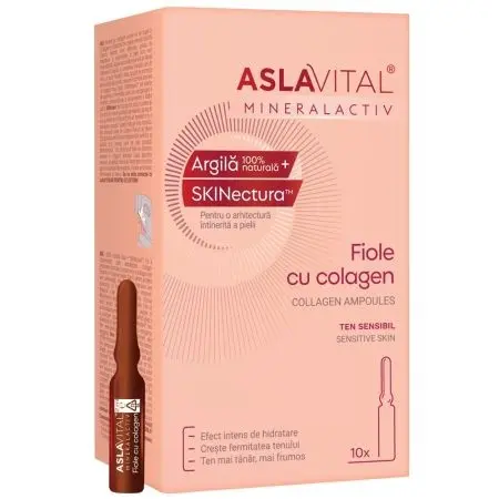 Fiole cu colagen Mineralactiv, 10 fiole x 2 ml, Aslavital