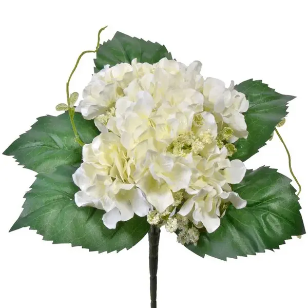 Fir hortensie artificiala decorativa,plastic,alb,22 cm