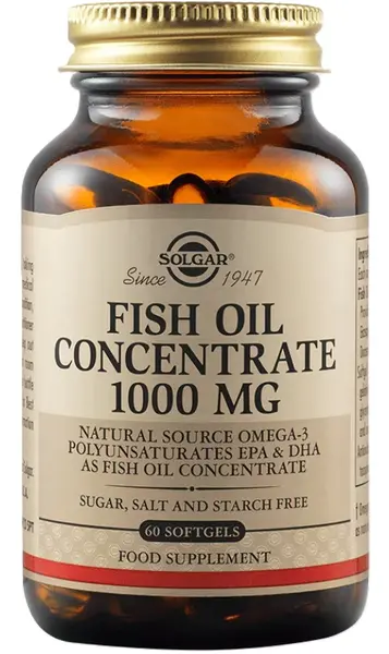 Fish Oil Concentrate, 1000 mg, 60 capsule gelatinoase moi, Solgar