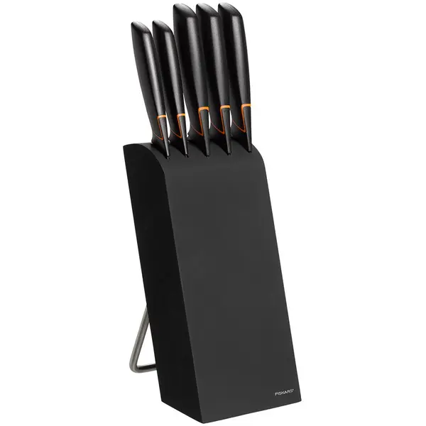 FISKARS Set 5 cutite + suport Fiskars Edge otel inoxidabil negru