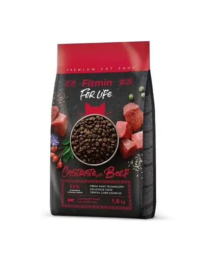 FITMIN Cat For Life Castrate Beef 1,8 kg hrana pisica sterilizata, cu vita