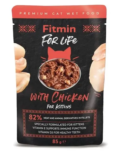 FITMIN Cat For Life pouch kitten chicken 85 g hrana umeda pentru pisoi cu pui