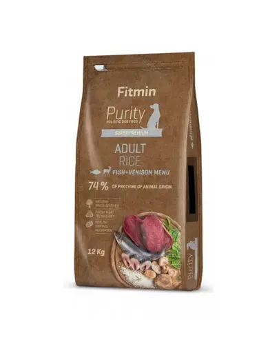 FITMIN Dog Purity Hrana uscata caini adulti, cu peste vanat si orez 12 kg