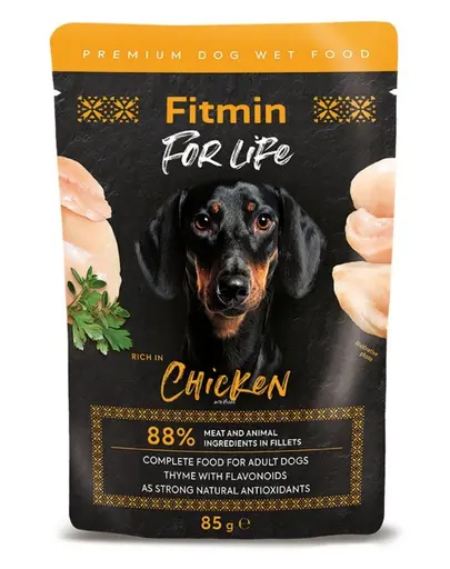 Fitmin For Life Dog Adult Chicken Hrană completă pentru câini adulți cu pui 85 g