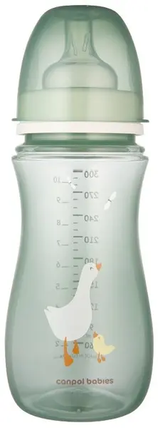 Flacon anti-colici cu gură lată Canpol - Easy Start, Goose, 12 luni +, 300 ml