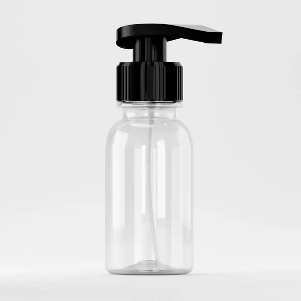 Flacon PET 100ml, Transparent - Filet 28mm – Standard PCO 1810, Cu Pompiță Neagră