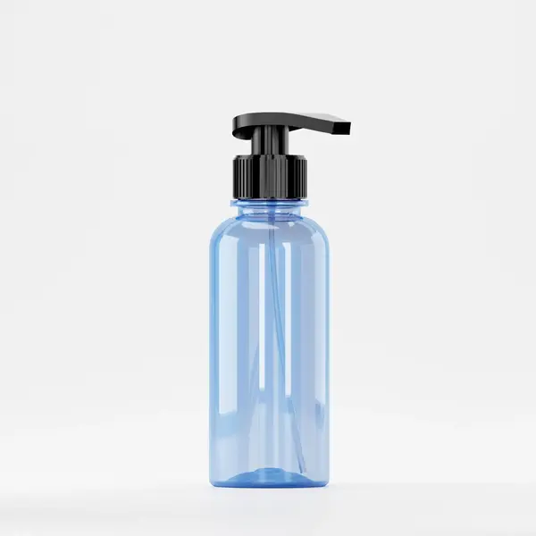 Flacon PET 200ml, Albastru – Filet 28mm – PCO 1810 cu Pompiță Neagră