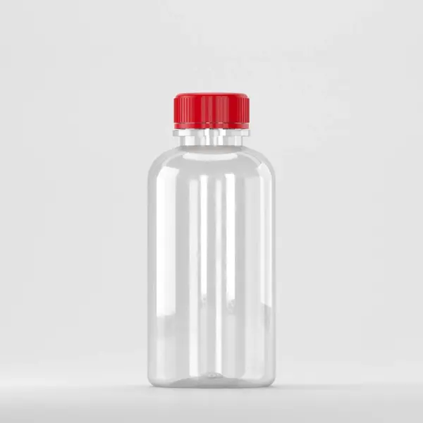 Flacon PET 200ml, Transparent-Filet 28mm-cu capac rosu