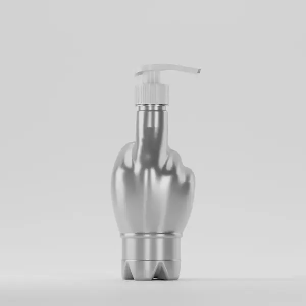 Flacon PET 370ml, Gri – 27 grame – Filet 28mm – cu Pompiță Albă