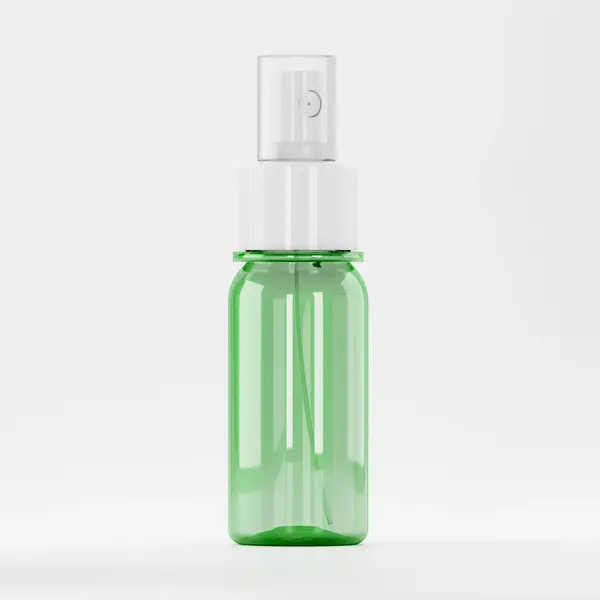 Flacon PET 50ml, Verde – Filet 28mm - Cu Atomizor Alb