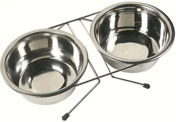 FLAMINGO Castroane pentru câini, Duo Dinner, din oţel inoxidabil, cu suport