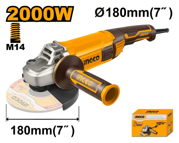 Flex Unghiular 2000W 180mm INGCO AG200018 Profesional pentru Taiere si Slefuire, Polizor Electric Puternic