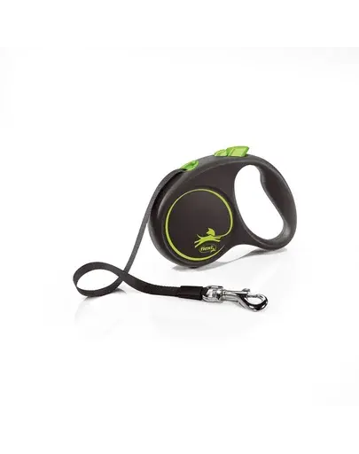 FLEXI Black Design lesa automata cu banda pentru caini, negru cu verde, marimea S, 5 m