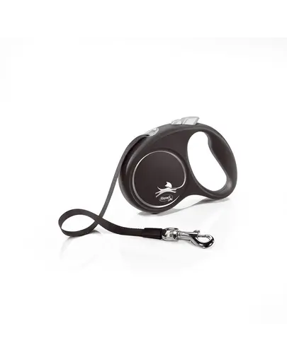 FLEXI Black Design lesa automata cu banda pentru caini, negru, marimea S, 5 m