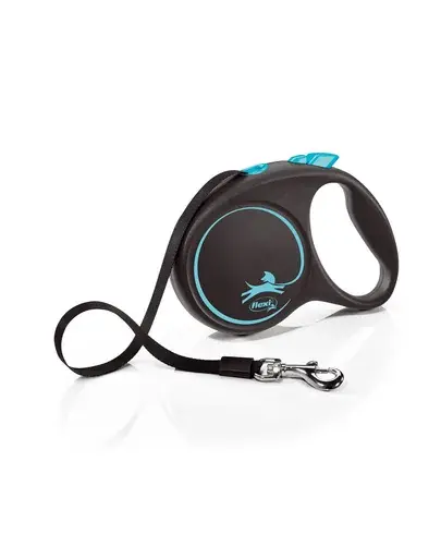 FLEXI Black Design lesa automata cu banda pentru caini, negru cu albastru, marimea L, 5 m