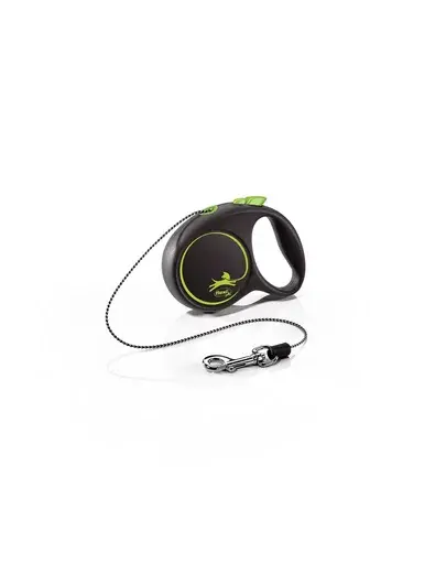 FLEXI Black Design lesa automata cu fir pentru caini, negru cu verde, marimea XS, 3 m