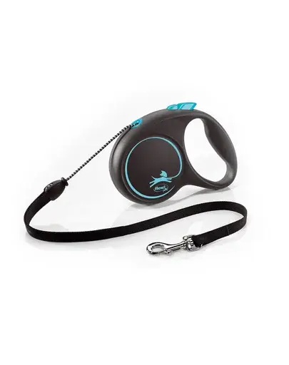 FLEXI Black Design lesa automata cu sir pentru caini, albastru, marimea M, 5 m